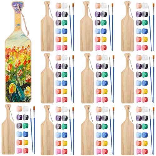 Fullhawl 10 Set 45,7 cm unlackiertes Holzpaddel griechische Brüderlichkeit aus Holz Sorority Frat Paddel mit 10 Set Farben mit Pinsel für Kunst, Handwerk, Sororität, Brüderlichkeit, Geschenk für von Fullhawl