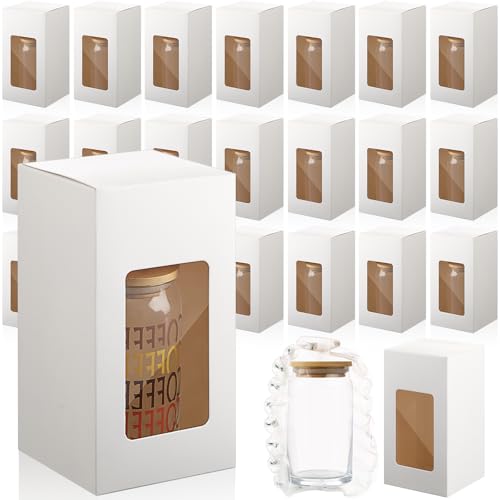 Fullhawl Geschenkboxen für Sublimationsglas, 473 ml, Glasbecher, Pappschachtel mit Luftpolstertasche, 473 ml, Milchglas, Trinkdose, Becher, Boxen für Versandverpackung, 48 Stück von Fullhawl