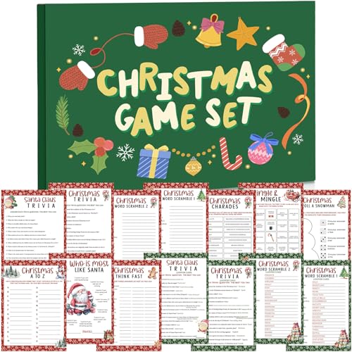 Fullhawl Weihnachtsfreundliches Feudspiel für 20 Personen, Weihnachtsfest, Quizkarten, lustiges Neujahrs-Fehde, Kartenspiel für Familie, Erwachsene, Gruppen, Klasse, Partygeschenke, 102 Stück von Fullhawl