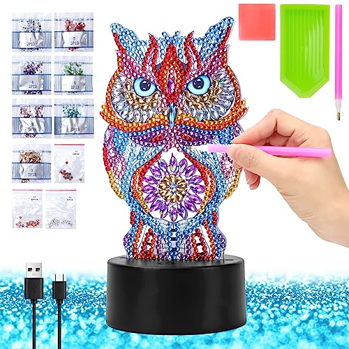 Fullove Basteln Mädchen 6 7 8 9 Jahre Geschenk, Kreativset Diamond Painting Kinder 5-12 Jahre Mädchen Mosaik Bastelset Kinder Mädchen Geschenkideen 5 6 7 Jahre Eule Geschenk Mädchen Geburtstag von Fullove