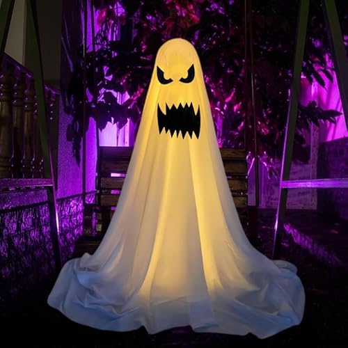 61 Zoll Halloween Deko Outdoor, Gruselige Geister-Halloween-Dekoration mit Lichterketten, Leicht Zusammenzubauende Geister-Dekoration für die Veranda im Garten (A) von Fulluky