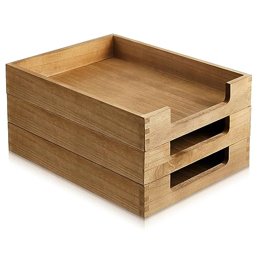 Fulmoon 3 Stück Holz Briefablage Briefablage Papierablage Organizer für Schreibtisch Desktop Mail Tray Holz Papier Organizer für Aktenordner Dokument Zeitschrift Aufbewahrung Büro von Fulmoon