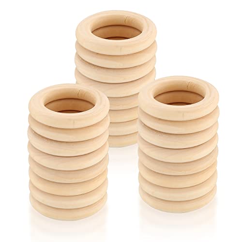 24 Stück Holzringe zum Basteln, Natürliche Holz Ringe, Makramee Ringe für DIY Schmuck Makramee Armband Anhänger Hängende Dekoration Ringe - 70mm von Fulushouxi