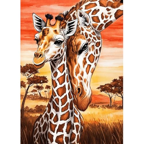 Fumupe 5D Diamond Painting Giraffe, Tiere Diamond Painting Erwachsene, Diamant Painting Bilder Erwachsene, Full DIY Diamant Kunst Malerei Stickerei Set Kreuzstich Bilder Home Wand Dekor 30x40cm von Fumupe