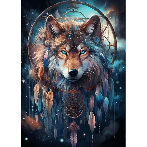 Fumupe 5D Diamond Painting Wolf, Tiere Diamond Painting Erwachsene, Diamant Painting Bilder Erwachsene, Full DIY Diamant Kunst Malerei Stickerei Set Kreuzstich Bilder Home Wand Dekor 30x40cm von Fumupe