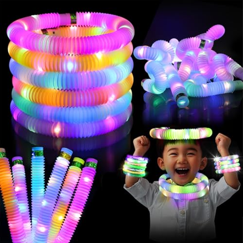 FumyFumy Knicklichter Party Set Leuchtstäbe Pop Tubes, Mitgebsel Kindergeburtstag Gastgeschenke Leuchtstäbe Neon Kinder Fidget Toys Party Deko LED Leuchtstab Glow Sticks Festival Spielzeug 12Pcs von FumyFumy