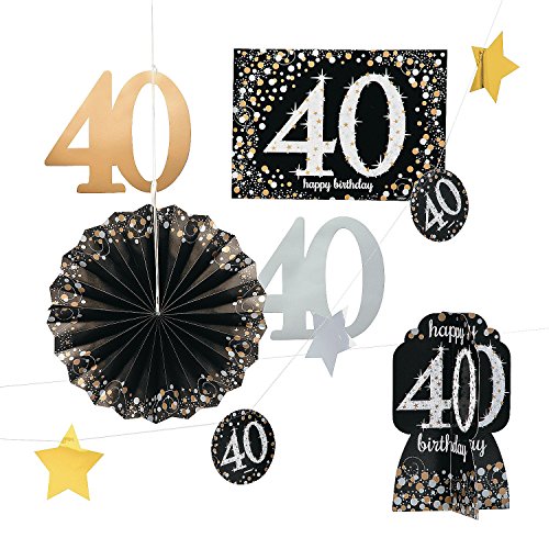 40. Geburtstag Sparkling Celebration Decorating Kit - Party Supplies - 10 Stück von Fun Express