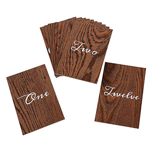 Fun Express 1-12 Holzmaserung Tischnummern Set - Rustikale Hochzeit Tischnummern - 12 Stück - Holz Party Supplies - Nummerierte Tafelaufsätze für Veranstaltungen, Empfänge und Bankette von Fun Express