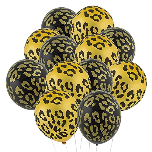 Fun Express 14115326 Tier Latex-Luftballons mit wildem Gepardenmotiv, ideal für Dschungel-Partys, Gelb, Schwarz und Gold von Fun Express