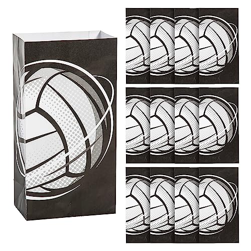 Fun Express 14151731 Leckerli-Taschen (12 Stück) – perfekt für Volleyball-Themen-Geburtstage, Tupfen, Schwarz und Weiß von Fun Express