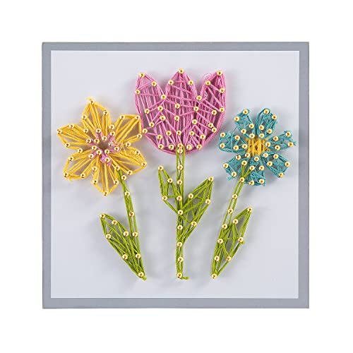 Fun Express 14194220 Frühlingsblumen-Schnur-Holz-Kunst-Bastelset – ergibt 1, Mehrfarbig von Fun Express