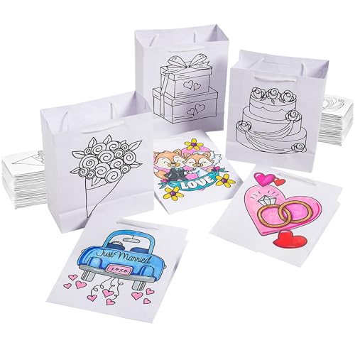 Fun Express 14290178 Papier-Geschenktüten zum Ausmalen – 12 Stück, Schwarz und Weiß von Fun Express