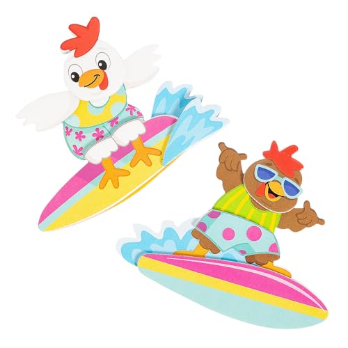 Fun Express 14384069 Surfing Chicken Magnet Schaumstoff Bastelset – ergibt 12 – verschiedene Designs, Mehrfarbig von Fun Express