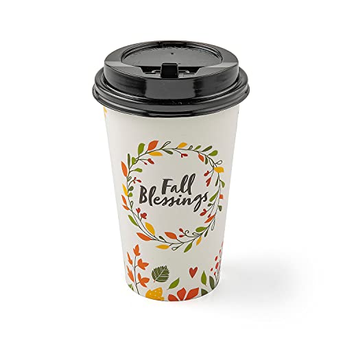 Fun Express Fall Blessings Papier-Kaffeetassen mit Deckel, Herbstkranz, 12 Stück von Fun Express