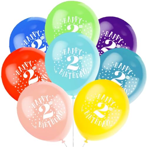 Fun Express Latex-Luftballons "Happy 2nd Birthday", klassisch, hell, einfarbig, 30,5 cm, 8 Stück von Fun Express