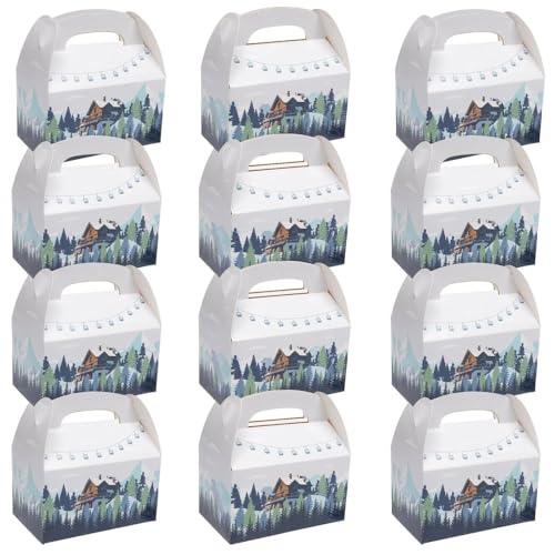 Fun Express Ski-Hütte in den Bergen Karton-Geschenkboxen – 15,9 x 13,3 cm (12 Stück) – perfektes Partyzubehör für Ski-Themenpartys, Winterfeiern und alpine Veranstaltungen von Fun Express