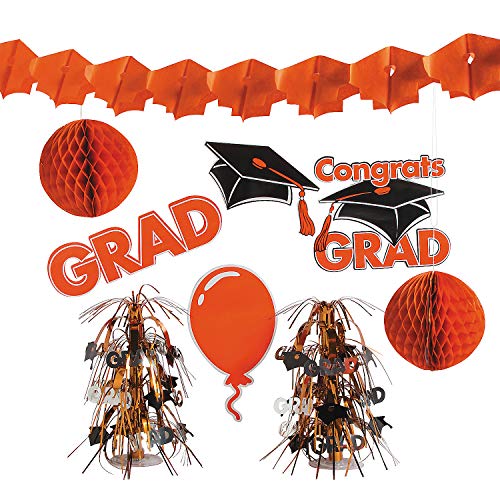 Orange Graduation Decorating Kit - Party Decor - 9 Pieces von Fun Express