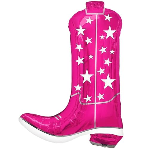 Pinker Mylar-Ballon in Cowgirl-Stiefel-Form, 66 cm (1 Stück), stilvolles Stiefel-Design mit Sternen und Folien-Details, perfekt für Junggesellinnenabschiede, Brautpartys und Geburtstage von Fun Express