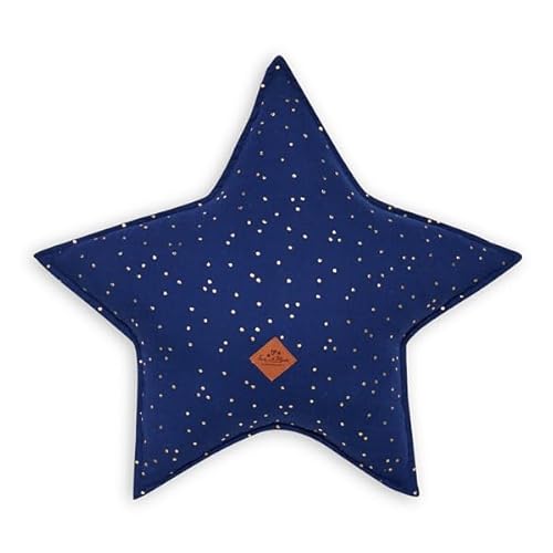 Fun with Mum Kissen, Sternenkissen, antiallergisches Babykissen mit Silikonfüllung, weiches dekoratives Kinderkissen für das Zimmer, 100% Baumwollmusselin, 40 x 40 cm - Navy von Fun with Mum