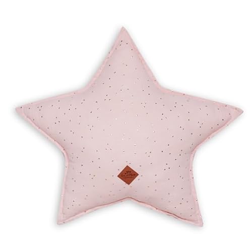 Fun with Mum Kissen, Sternenkissen, antiallergisches Babykissen mit Silikonfüllung, weiches dekoratives Kinderkissen für das Zimmer, 100% Baumwollmusselin, 40 x 40 cm - Pink von Fun with Mum