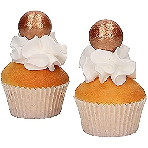 FunCakes Schokokugeln Bronze-Gold: Gebrauchsfertig für die Kuchendekoration, perfekt für Kuchen, Cupcakes und mehr, köstlicher Schokoladengeschmack, Set / 8 von FunCakes