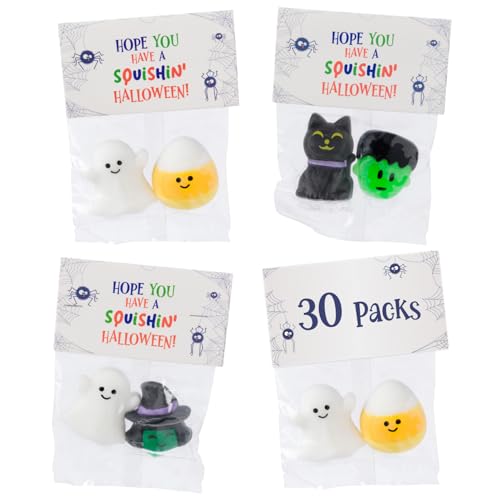 30 Stück Halloween-Squishes, Halloween-Partygeschenke, Halloween-Klassenzimmer-Geschenke, Squishy-Spielzeug, Goodie-Tütenfüller, Großschule für Kinder, Halloween-Leckereien, keine Süßigkeiten, von Funeta