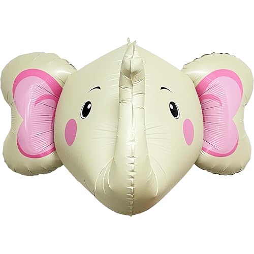 FUNFEST Luftballons Elefant 4D Farbe Beige 60 cm - Deko Elefant - inklusive Elefant & Strohhalm - fliegt mit Helium - Hochwertiger wiederverwendbarer Ballon von Funfest