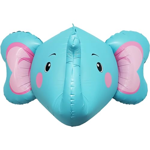 FUNFEST Luftballons Elefant 4D Farbe Blau 60 cm - Dekoration Ballon Elefant - inklusive Ballon Elefant & Strohhalm - fliegt mit Helium - Hochwertiger wiederverwendbarer Ballon von Funfest