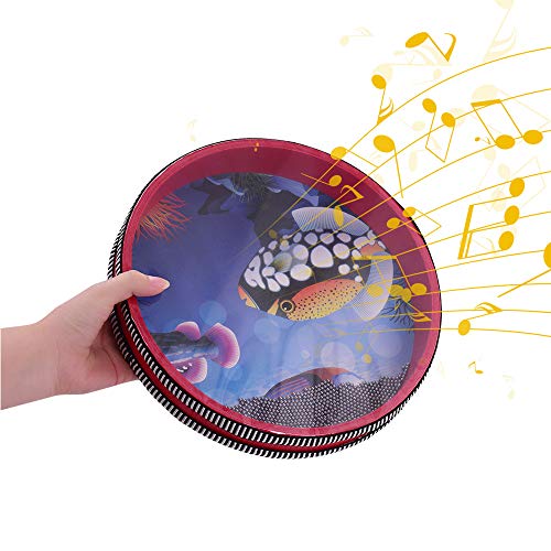 Funien 10-Zoll-Massivholz Ocean Drum Sea Wave Drum Rahmen Drum Sanfte Sea Wave Sound Musical Red von Funien