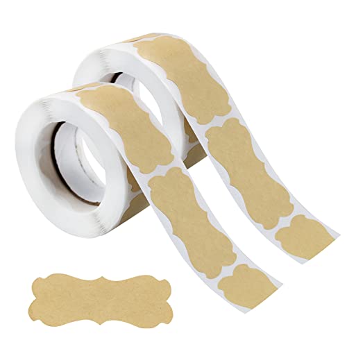 FuninCrea 2 Rolls Kraft Etikett Aufkleber, 500 Stück Geschenk Etikett Aufkleber Urlaub Geschenk Aufkleber, Blanko Aufkleber Geeignet für Haushaltswaren Klassifizierung, Geschenkverpackungen (Braun) von FuninCrea