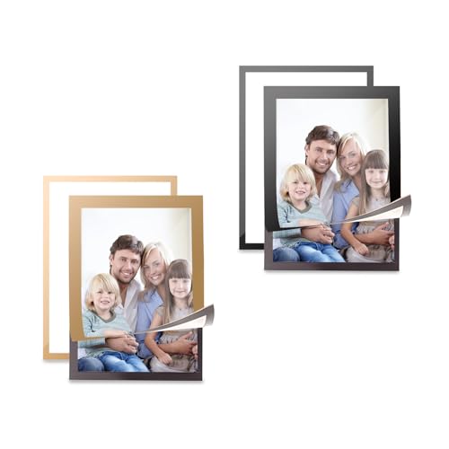 FuninCrea 4 Stück Magnetrahmen A4 Info-Rahmen Selbstklebend mit Magnetverschluss, Schnelles Ersetzen Magnet Bilderrahmen Magnetischer Fotorahmen für Anzeige Foto Poster (Gold/Schwarz, 6 x 8 inch) von FuninCrea