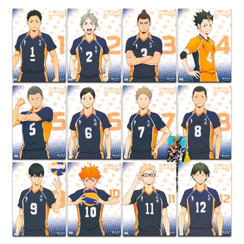 Haikyu! Poster-Set, Haikyu, 12 Stück, Dekorationen für Mädchen und Jungen, Zimmer Haikyu! Raumdekoration plus Handy-Geldbörse | Haikyu! Partydekorationen von Funko