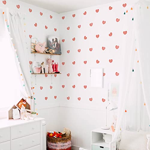 funlife 48 Stück Wandaufkleber für Kinderzimmer Babyzimmer, selbstklebend PVC-Wandtattoo Wandsticker, Boho-Stil-Stickers wasserdicht Wandbild für Mädchen Junge, 29x21cm, Rote Herzen von Funlife