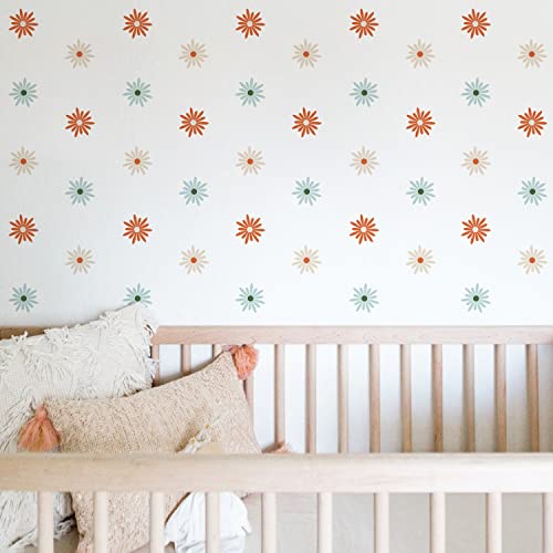 funlife 72 Stück Kamillen Blumen Boho Stil Wandaufkleber Wandsticker für Kinderzimmer, Boho Herbst Blumen Muster matte Wandtattoos, Selbstklebende PVC Wand Kunst Deko für weiße Wand, Stern Kamillen von Funlife