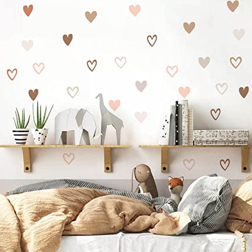 funlife 72 Stück Wandaufkleber selbstklebend, Boho Herzen, Skizze Herzen Wandsticker für Kinder, Mädchen, Baby, transparent PVC-Wandtattoo Wandbild für Kinderzimmer, Babyzimmer, Spielzimmer, 14,8x21cm von Funlife