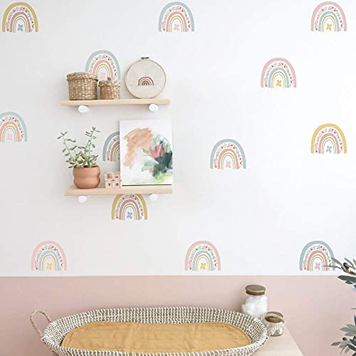 funlife 72PCS Boho Regenbogen Wandtattoo mit Blumen, selbstklebend Wandsticker Regenbogen Wandtattoo für Kinder, Mädchen, Kinderzimmer, Babyzimmer, wasserdicht Wandbild von Funlife