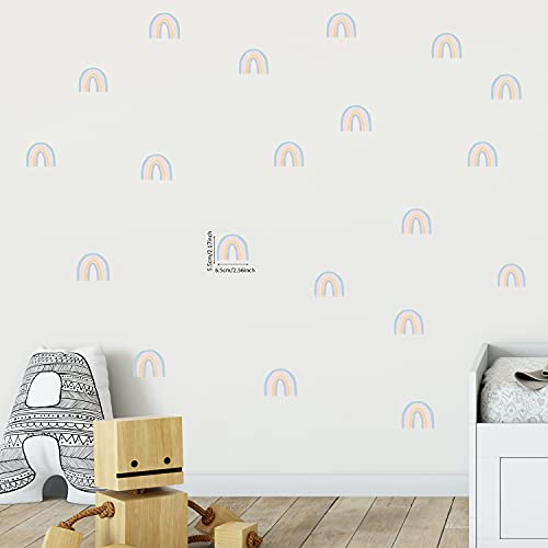 funlife Boho-Stil-Regenbogen Wandaufkleber mit Wolken, selbstklebend Wandsticker kleiner Regenbogen Wandtattoo für Kinder, Mädchen, Kinderzimmer, Babyzimmer, wasserdicht Wandbild 12 Bögen von Funlife