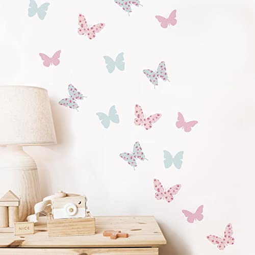 funlife Boho Stil Wandaufkleber Wandsticker für Mädchen Junge Baby, selbstklebende matte Wandtattoos Wanddeko, PVC Wandbild nur für weiße Wand Kinderzimmer, 12 Stk. 14,8x21cm, floral butterflies 2 von Funlife