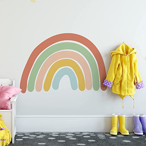 funlife Erdfarbenregenbogen Wandaufkleber, selbstklebend Wandsticker groß Regenbogen Boho-Wandtattoo für Kinder, Mädchen, Kinderzimmer, Babyzimmer, wasserdichte Wanddeko Wandbild 40x116 cm von Funlife