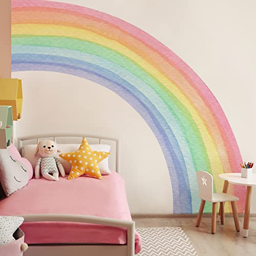 funlife Wandtattoo Regenbogen Groß 200x180cm, Selbstklebend Pastell Regenbogen Wand Kinderzimmer, Fabric Regenbogen Wandtatto für Babyzimmer Schlafzimmer, Rechter Halbregenbogen kinderzimmer deko von Funlife