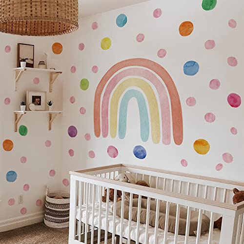 funlife Wasserfarben Regenbogen, Polka Dots Set selbstklebend Wandaufkleber, bunte Wandsticker für Kinder, Baby, Mädchen, Jungen, transparent PVC Wandtattoo, DIY Wanddeko Wandbild Kinderzimmer von Funlife