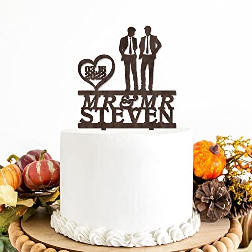 Hochzeitsgeschenk für schwules Paar, Tortenaufsatz – gleiche Geschlechts-Hochzeit – personalisierte Hochzeit Nachname Kuchen Topper rustikal Country Chic Hochzeit Top, rustikales Holz von Funlucy