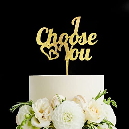 I Choose You Tortenaufsatz – Romantischer Hochzeitstortenaufsatz – Braut/Verlobung/Junggesellinnenabschied, Party, Kuchendekoration aus Acryl, goldfarben von Funlucy