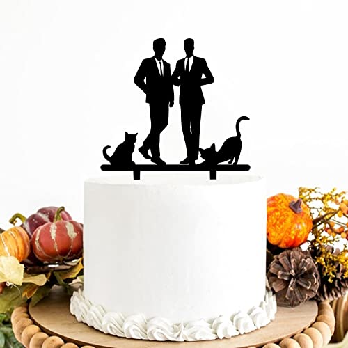 Kuchendekoration für Schwulen, für Sie und Ihre Elegante, 2 Bräutigam mit Hund und Katze, Hochzeit, Verlobung, Party-Dekorationen von Funlucy