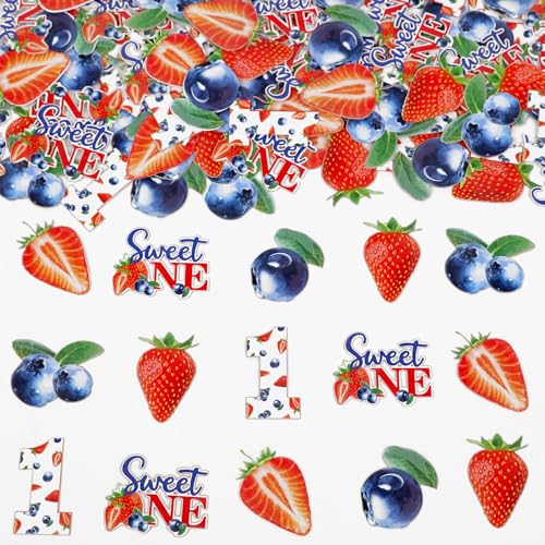 Berry First Birthday Party Decorations 200pcs Strawberry and Blueberry Sweet One 1st Birthday Confetti Fruit Theme Table Decorations Berry Sweet One 1st Birthday Party Decorations for Girls von Funmemoir