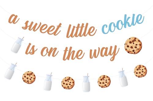 Funmemoir Mike and Cookies Babyparty-Dekorationen "A Sweet Little Cookie Is On The Way", Banner für Milchgetränke und Schokoladenkekse, Girlande für Babys, Jungen, Mädchen, Babyparty-Dekorationen von Funmemoir