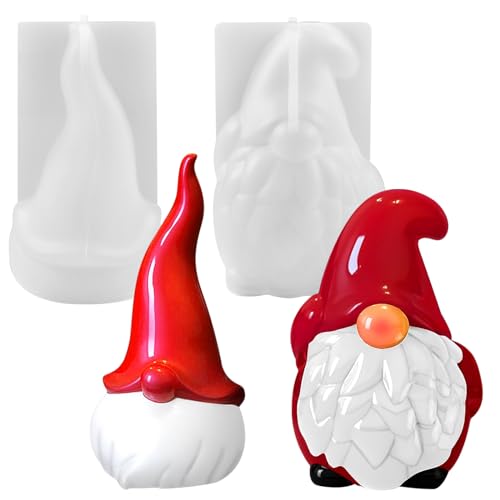 2er-Set 3D Silikonform Weihnachten,Silikon Kerzen Formen Gießen,Silikon Weihnachten Zwerg,Silikonform Kerze Weihnachtsmann,Formen zum Gießen DIY Weihnachts Halloween Geschenkdekoration (A) von Funmo