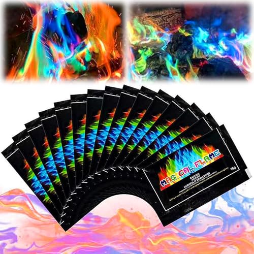 Buntes Feuerpulver,Buntes Feuerpulver,Magical Flames,Magic Fire Pulver,Bunte Flamme Farbwechsel Powder Party und Halloween und Weihnachten,Feuerstellen,Kamin,Ofen,für Outdoor-Events von Funmo