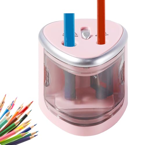 Elektrischer Anspitzer, Elektrischer Bleistiftspitzer für Kinder, Pencil Sharpener Batterie, Doppelloch, Robust, Automatischer Bleistiftspitzer, Kabellos mit großem Behälter für Heimbüro von Funmo