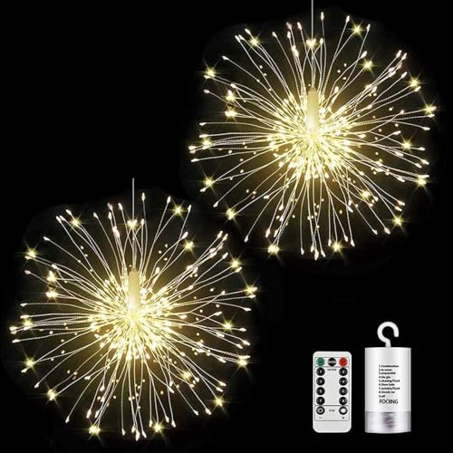 Funmo Gartendeko für draußen,Feuerwerk Lichterkette,8 Modi Feuerwerk Lichter mit Fernbedienung,Weihnachtsdeko,Deko garten von Funmo